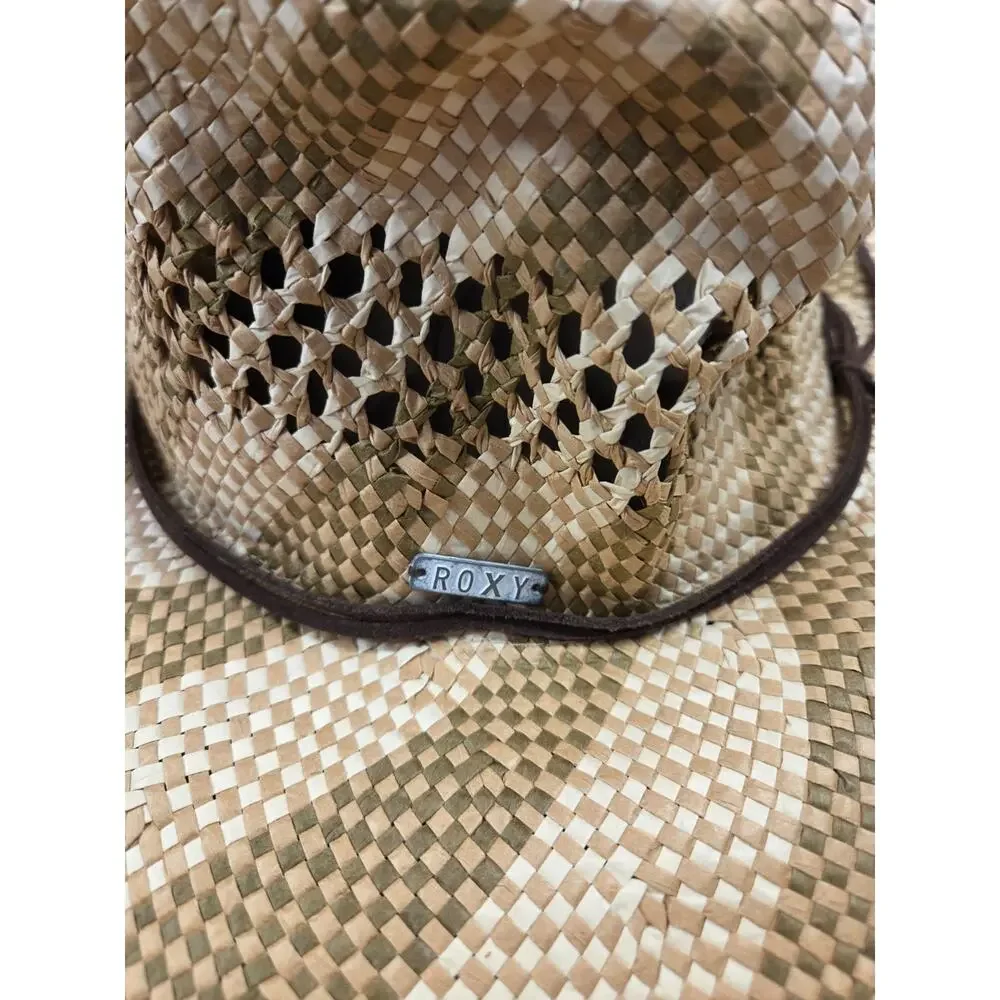 ROXY Beach Wear 100% Paper Straw Wide Brim Sun Hat Two-Tone Women's